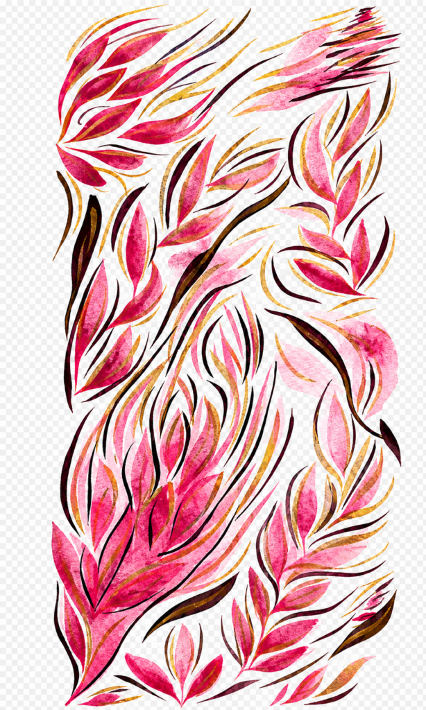 Abstract Pink and Gold Botanical Foliage