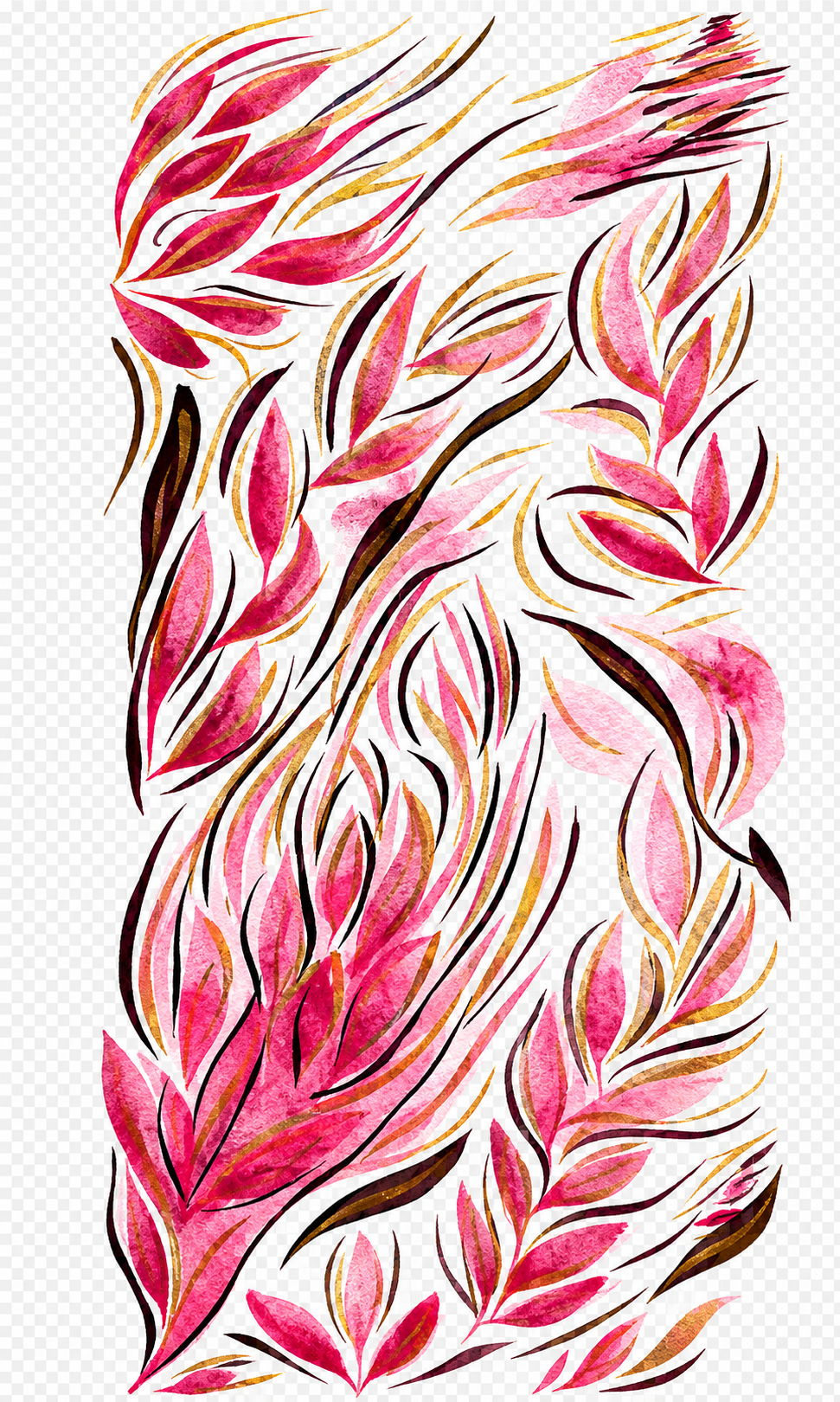 Abstract Pink and Gold Botanical Foliage