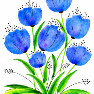 Blue Watercolour Wildflower Bouquet