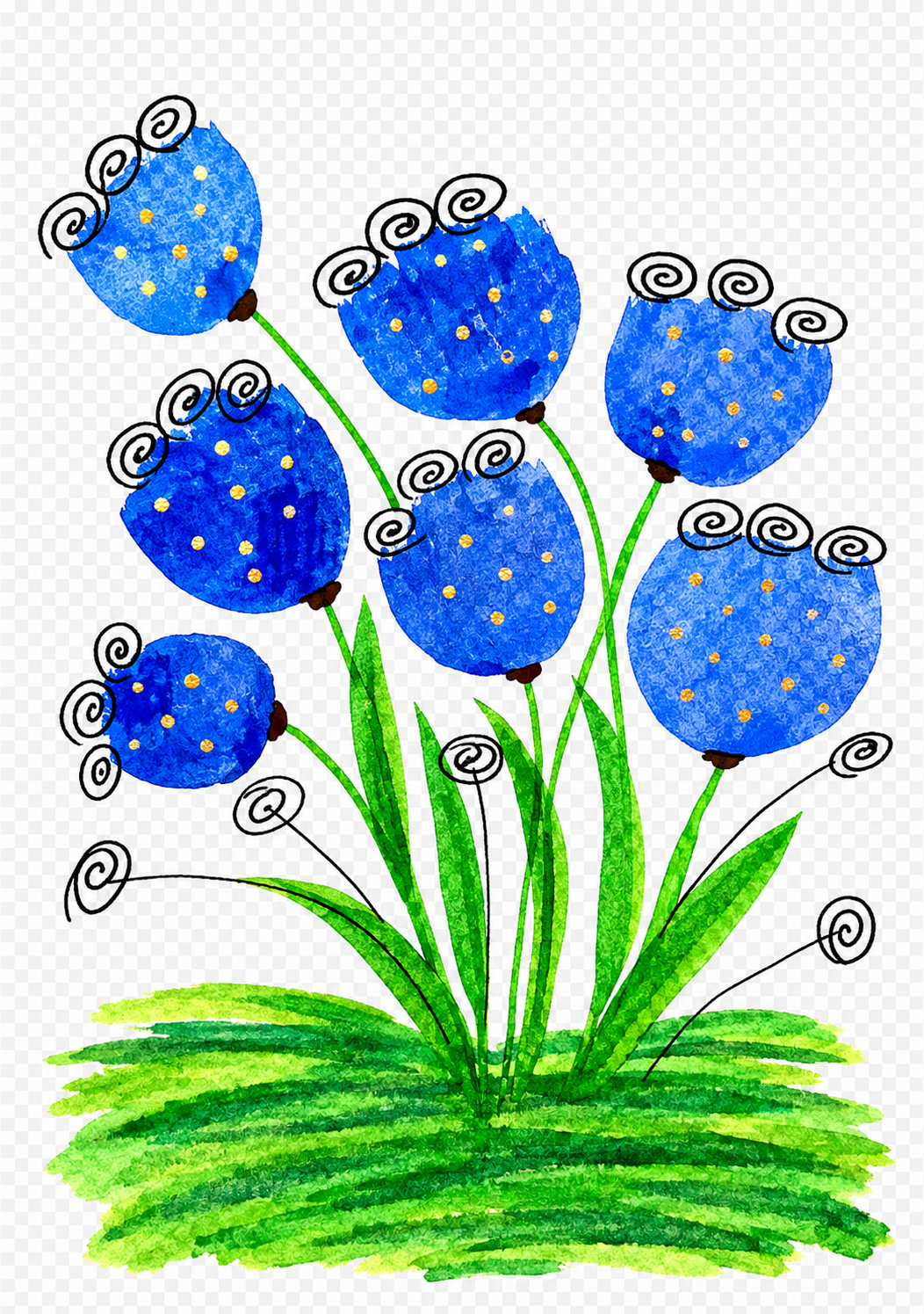 Whimsical Blue Spiral Flower Bouquet
